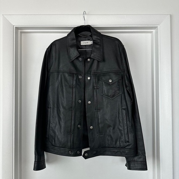 COACH Large SHEEP BLACK LEATHER JACKET - Picture 3 of 8